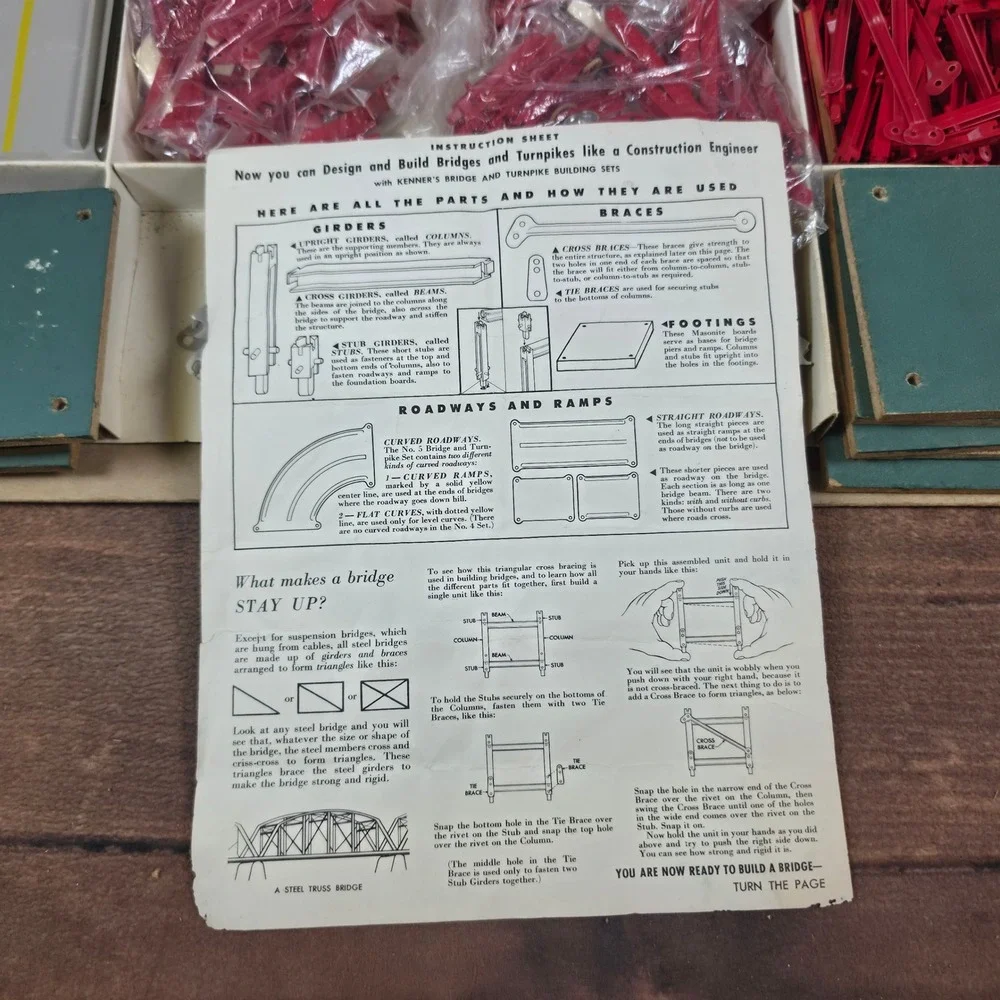 Kenner Bridge and Turnpike Building Set No 6 Kids Multicolor Good Vintage Toy